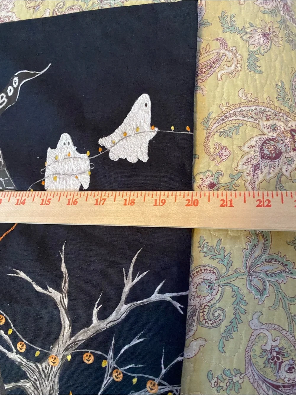Halloween Haunted House Decorative Pillow w/Embroidery Ghosts 20x20” Blk/Wht NEW